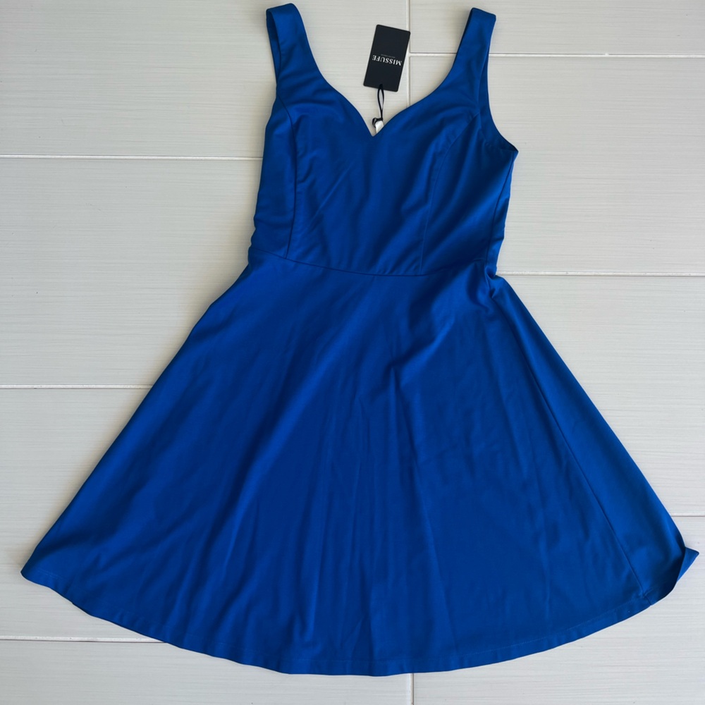 Missufe Elegant Blue Sleeveless Dress